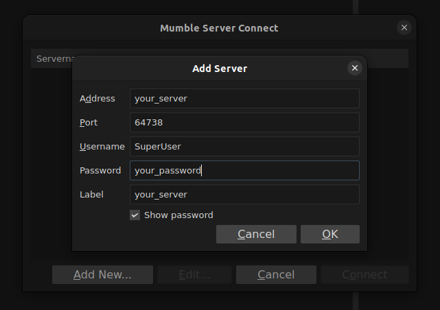 add server window